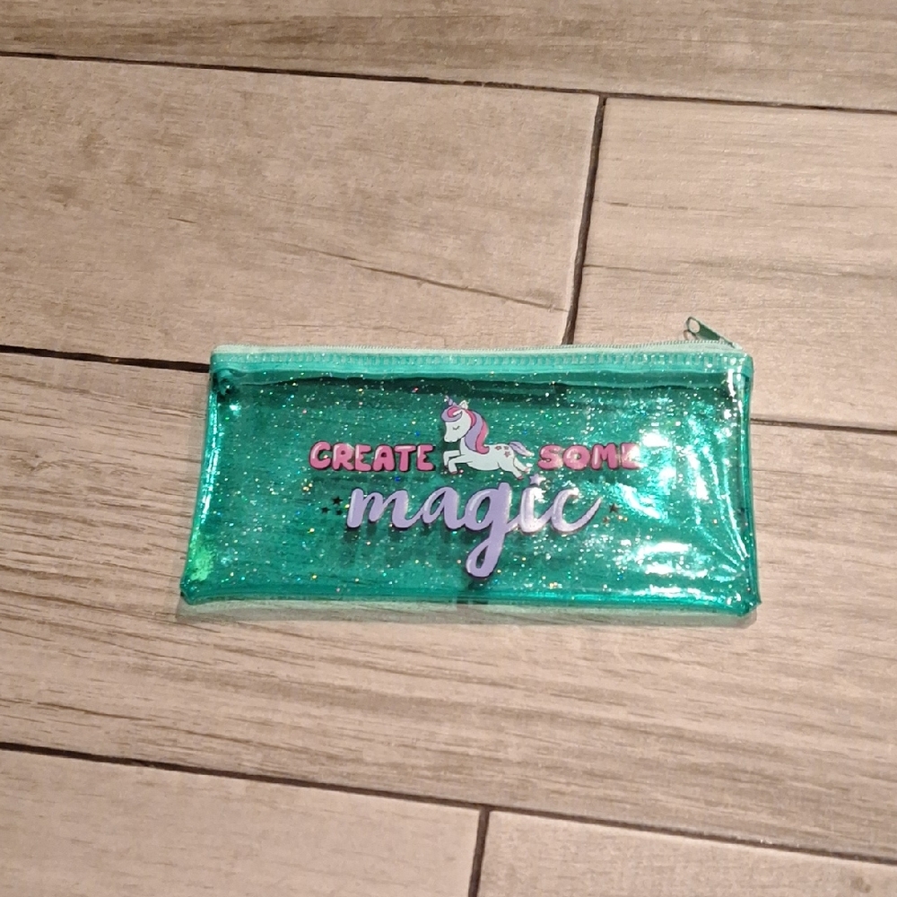 🍁Teal Glitter Unicorn Pencil Case🍕